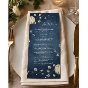 Menu Cardápio de Casamento de Abóbora de Outono Azul Ma