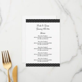 Menu Cardápio de casamento de bolinhas brancas e pretas