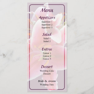 Menu Cardápio de Casamento de Buquê de Lírios Stargazer