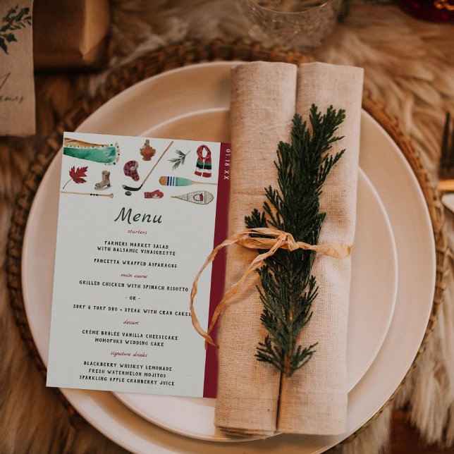 Menu Cardápio de Casamento de Camping no Inverno Rústic (Criador carregado)