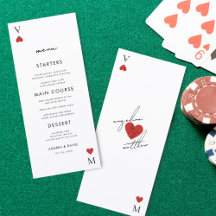 Cardápio de Casamento de Cassino Vegas com Cartas 