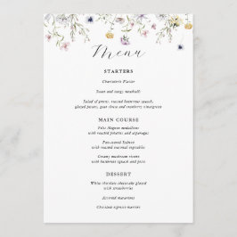 Menu Cardápio de casamento de flor silvestre roxa delic