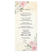 Cardápio de Casamento de Flores Rosa e Branca em F