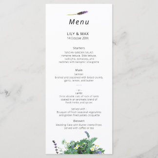 Menu Cardápio de Casamento de Flores Silvestres Botânic