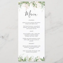 Menu Cardápio de Casamento de Folhagens Elegantes de Eu