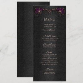 Menu Cardápio de casamento de Halloween gótico floral e