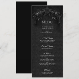 Menu Cardápio de casamento de Halloween gótico floral e