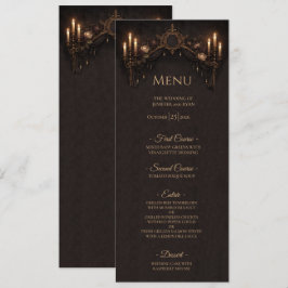 Menu Cardápio de casamento de Halloween gótico floral e