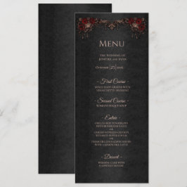 Menu Cardápio de casamento de Halloween gótico floral e