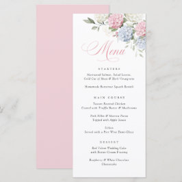 Menu Cardápio de Casamento de Hortênsias Rosa e Azul El