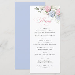 Menu Cardápio de Casamento de Hortênsias Rosa e Azul El