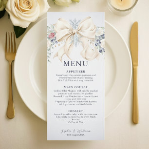 Menu Cardápio de Casamento de Inverno – Creme, Laço e F