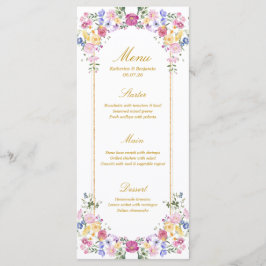 Menu Cardápio de Casamento de Jardim Floral Elegante de
