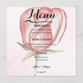 Menu Cardápio de Casamento de Jardim Rosa Bege Primaver