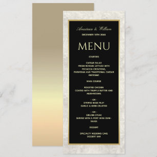 Menu Cardápio de Casamento de Mármore Preto e Branco