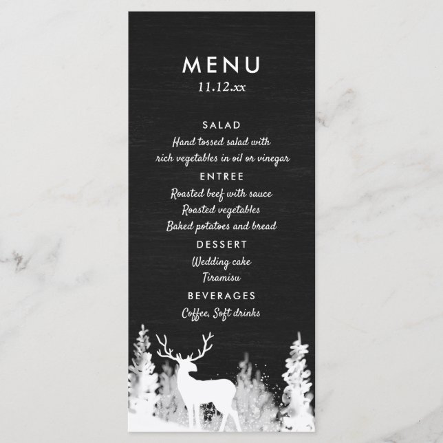 Menu Cardápio de Casamento de Natal com Rena no Quadro  (Frente)