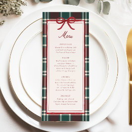 Menu Cardápio de Casamento de Natal Xadrez | Tartan de