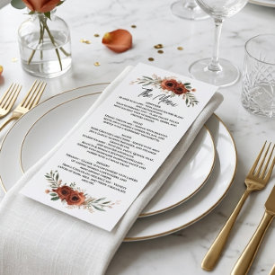 Menu Cardápio de casamento de outono floral Boho Terrac