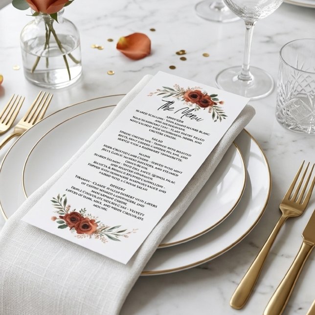 Menu Cardápio de casamento de outono floral Boho Terrac (Criador carregado)