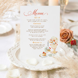 Menu Cardápio de casamento de outono terroso desenhado 