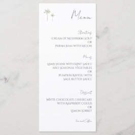 Menu Cardápio de Casamento de Palma em Aquarela Minimal