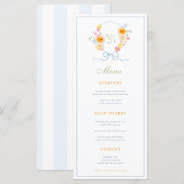 Menu Cardápio de Casamento de Primavera com Listras Azu