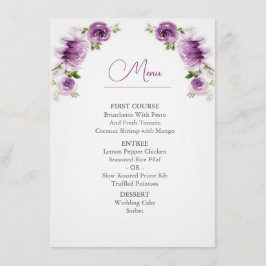 Menu Cardápio de Casamento de Rosas e Peônias Fuchsia e