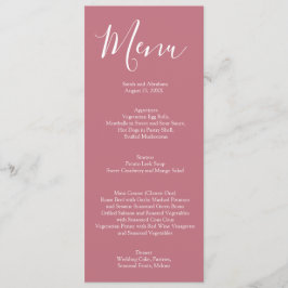 Menu Cardápio de Casamento de Rosas Rosa Malva Elegante