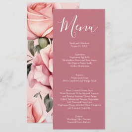 Menu Cardápio de Casamento de Rosas Rosa Malva Elegante