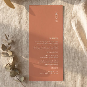 Menu Cardápio de Casamento de Terracota Simples Moderno