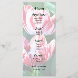 Menu Cardápio de Casamento de Tulipas Vermelhas e Branc