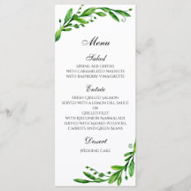 Cardápio de casamento de verão ao ar livre. Cardáp