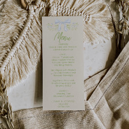 Menu Cardápio de casamento de verão com arco floral azu