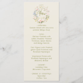 Menu Cardápio de Casamento de Verão com Desenho Floral