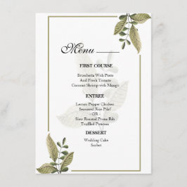 Menu Cardápio de Casamento de Verde Elegante Minimalist