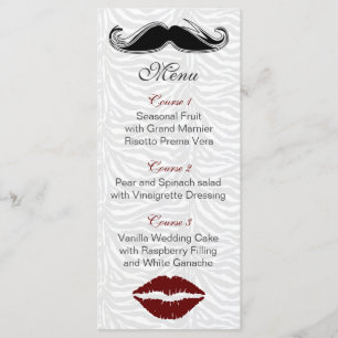 Menu cardápio de casamento do beijo e do bigode