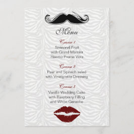 Menu cardápio de casamento do beijo e do bigode