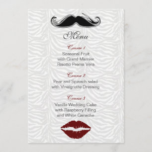 Menu cardápio de casamento do beijo e do bigode