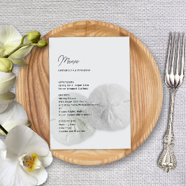 Menu Cardápio de Casamento Dólares de Areia Cinza Neutr