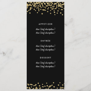 Menu Cardápio de Casamento Dourado Confete de Brilho Fa