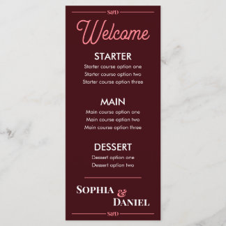 Menu Cardápio de Casamento Editável Moderno