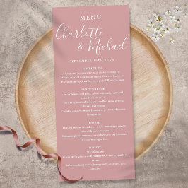 Menu Cardápio de casamento Elegant Duty Rosa com Letra 
