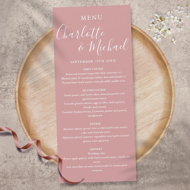Menu Cardápio de casamento Elegant Duty Rosa com Letra  (Criador carregado)