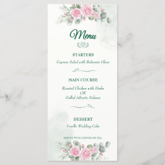 Menu Cardápio de Casamento Elegant Swan & Blush Rose -