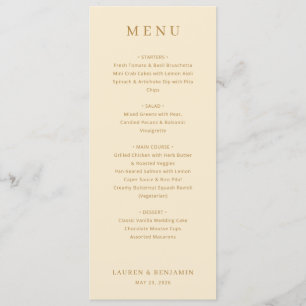 Menu Cardápio de Casamento Elegante Bege Clássico