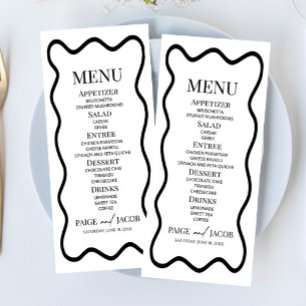 Menu Cardápio de casamento elegante em preto e branco c