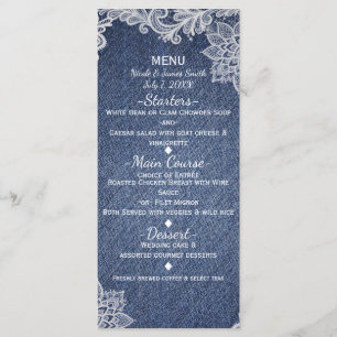 Menu Cardápio de Casamento Elegante em Renda Floral Den