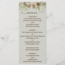 Menu Cardápio de Casamento Elegante Escrito em Bege de