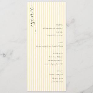 Menu Cardápio de Casamento Elegante Listrado de Creme