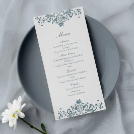 Menu Cardápio de Casamento Elegante Ornamento Barroco